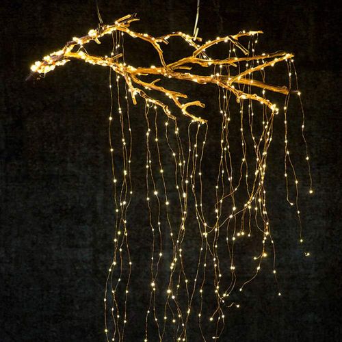 Kal-Guirlande Lumineuse À Led, Guirlande Lumineuse De Vigne D'arbre Avec Télécommande Extérieur Lumières Chaine Légère Fées De Noël - Alimenté Par Batterie (Fil De Cuivre Blanc Chaud)