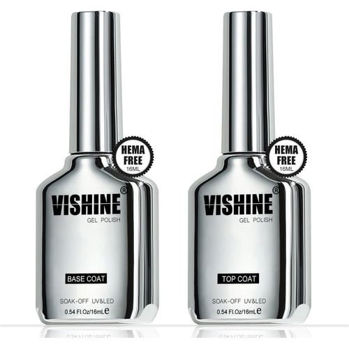 16ml Hema Free Top Coat Et Base Coat Uv/Led, Vernis Gel Semi Permanent Duo No Wipe Top Coat Et Base Coat Vernis Semi-Permanent 2pcs 