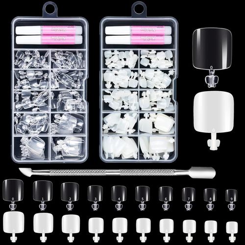 200pcs Faux Ongles Pied De Naturel Et Transparent,10 Tailles Capsule Americaine Ongle Pied,Couverture Complète Tips De Faux Ongles Orteils Pieds Pour Nail Art 