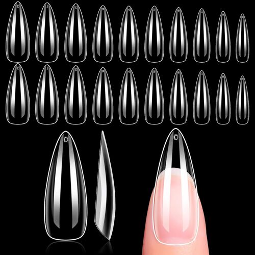 Nail Tips 500pcs Faux Ongles Appuyez Sur Les Bouts D'ongles En Acrylique Avec Sac (Talon Moyen) 