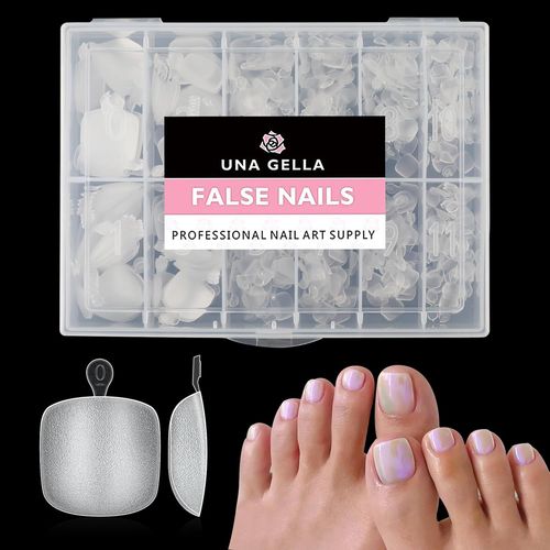 Faux Ongles Pieds Carrés Courts,216 Pièces 12 Tailles Capsules Américaines Pour Ongles D'orteils En Gel Souple Transparents Pour Pédicure Diy & Nail Art 
