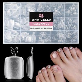 Kal-Capsule Americaine Ongle Pieds Carrée, 216 Pièces 15 Tailles Faux Ongles Orteils Soft Gel Doux Autocollant Pour Pédicure Et Extensions Diy 