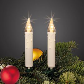 AIOU-151640 Guirlande Lumineuse D'Intérieur Pour Sapin De Noël,45 Led De Couleur Ivoire,10,35 M D'Éclairage + 5 M De Câble D'Alimentation,Câble Vert,Bougies Blanc Chaud,Luminosité < 59 Lm