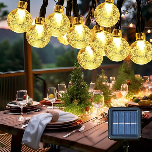 Kal-Lot De 1 Guirlande Lumineuse Solaire Pour Extérieur 9,5 M - 50 Led - 8 Modes - Lumière Chaude - 1,7 Cm - Lumière Solaire De Noël