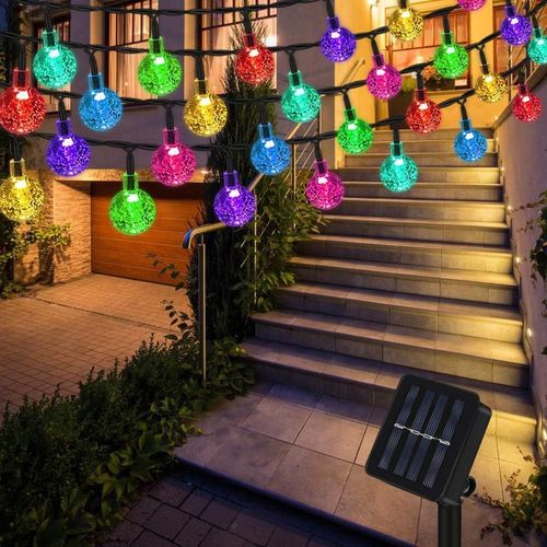 Kal-Guirlande Solaire Extérieure 12m 100 Led Guirlande Lumineuse Multicolore Avec 8 Modes & Étanche Ip65 Lampe Decorative Idéal Pour Maison, Jardin, Festival, Arbre De Noël