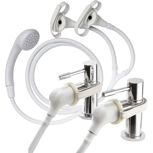 JGD-Secura Pomme de douche et tuyau pour robinets, longueur du tuyau 1750 mm, convient aux systèmes haute et basse pression, raccord de douche, compatible avec la plupart des robinets de lavabo