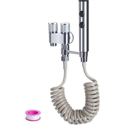 JGD-Douchette WC 2 en 1Jet Puissant & Spray Large Douchette Toilette WC Douchette Wc Kit de Pulvérisateur de Toilette pour l'Hygiène Personnelle Quotidienne Lavage Animal Domestiq Argent