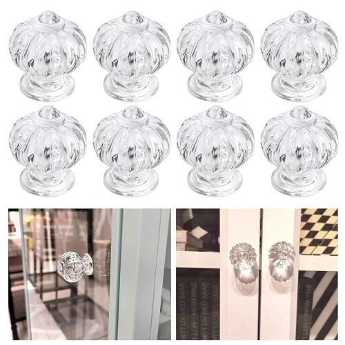 Lot de 8 poignées autocollantes en acrylique transparent pour portes de cuisine ou de salle de bain