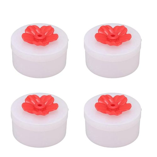 4pcs Hummingbird Feeder Fleur En Forme De Main Mangeoire À Oiseaux Sauvage Outil D'alimentation Pour Jardin Extérieur Cour Rouge