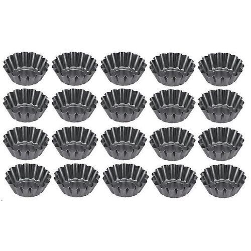 20pcs Antiadhésif Moule À Gâteau Pizza Gâteau Muffin Moule Tarte Aux Oeufs Avec Bord Volanté,Ustensiles De Cuisson Moules À Tarte Fo