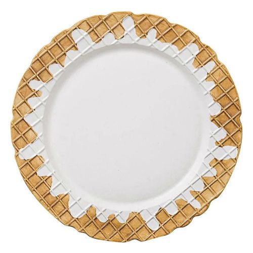 Assiette À Dessert De Bureau En Céramique Mignonne,Blanc,Assiette De Cône De Sucre