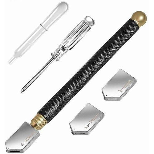 Coupe-verre, outil de coupe de verre haut de gamme de 2 mm à 20 mm, pointe de crayon en carbure de tungstène, ensemble d'outils de coupe de verre pour miroir/carrelage/mosaïque/vitrail Gua