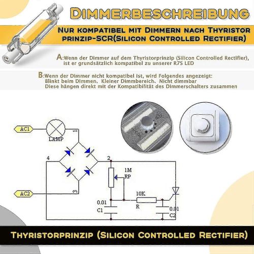 Ampoule Led R7s 78mm Dimmable,Led R7s 78mm,Haute Luminosité,Blanc Chaud 3000k.