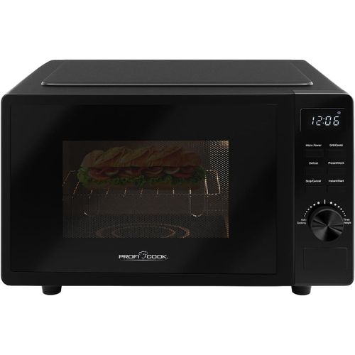 ChenQuanSarl-Proficook Four À Micro-Ondes Avec Grill | 20 Litres | Micro-Ondes Sans Plateau Tournant | Micro-Ondes Noir Avec Minuterie Et Fonction Décongélation | Grille Incluse 23 X 20Cm,1150W | Pc