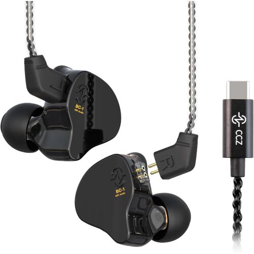 Ccz Melody In Ear Monitors Hybrid 1Ba 1Dd Écouteurs Hifi, Écouteurs Intra-Auriculaires Ifilaire Iem Avec Câble 4N Ofc Pour Téléphone Portable (Noir, Sans Micro Type-C)