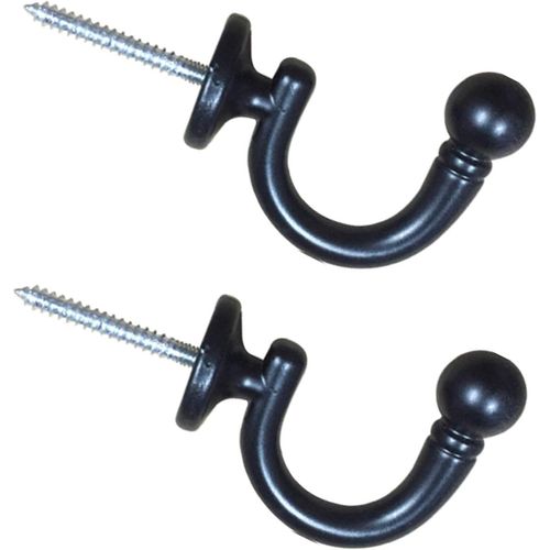 Tianyi-Lot De 2 Embrasses De Rideau À Tête Ronde - Support Mural À Pompons - Noir