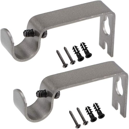Rideau Barre Support Fer Unique Support pour 16mm Draperie Barre 73 x 36 x 16mm Gris 2Pcs