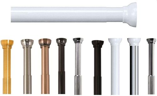 Barre tringle pour rideau de douche ou baignoire extensible sans perçage en Alu,Modèle KRETA,Résistant aux rayures,Fixation télescopique extensible à volonté,75-125 cm,Blanc
