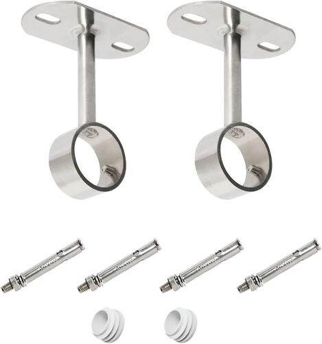 Lot de 2 supports de fixation pour tringle à vêtements ID32 mm de long 100 mm,support de tringle à rideau de douche,support de tringle à rideau,adapté pour montage au plafond ou au mur