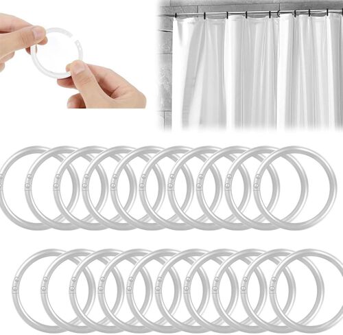 100 Pièces Anneaux Rideaux Douche Diamètre Intérieur 40mm Anneau Rideau Douche Crochet Rideau Douche Conception D'ouverture Crochets Rideaux pour Plupart Tringle Rideau Douche (Blanc)