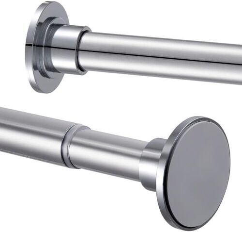 Tringle à rideau de douche en acier inoxydable-Sans perçage ni rouille-Réglable-Argenté-Extensible-Pour salle de bain,armoire,fenêtres ou portes (74-138 cm)