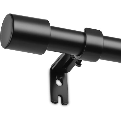 Tringle à Rideaux Acier Inox Noir 25mm - Longueur Réglable 66 à 300cm, Supports Et Embouts Noir/doré