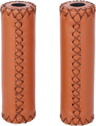 Poignée De Vélo,1 Paire Trois Couleurs Rétro En Cuir Artificiel Poignées De Guidon De Vélo Poignées De Couverture De Poignée De Vélo Pour Tricycle De Montagne Pliable(Brun)