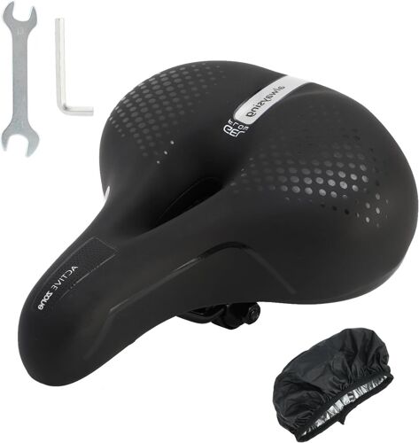 Siège De Vélo De Ville Selle Large Mousse Absorbant Les Chocs Rembourré Siège De Vélo D'exercice Housse En Cuir Imperméable Universel Coussin De Cyclisme De Remplacement Souple Universel.[E194]