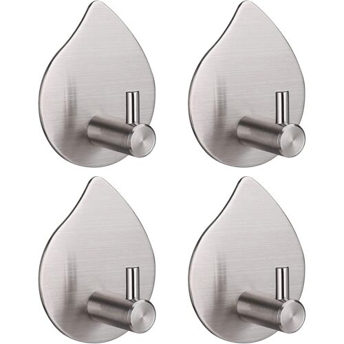 Lot de 4 crochets adhésifs pour serviettes-Sans perçage-En acier inoxydable-Pour bureau,salle de bain et cuisine