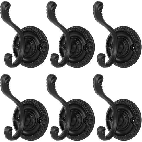 6 Pièces Crochet Porte Manteau Murale Patère Porte Manteau Murale Vintage Crochet Métal De Porte Vintage Européens Patère de Alliage de Cuivre pour Salle de Bain Cuisine Métal Chapeau Crochet(Black)