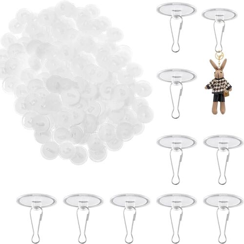 Lot de 50 crochets autocollants en PVC avec boucles métalliques,3 cm de diamètre,crochets transparents pour plafond et mur-Installation facile,sans perçage