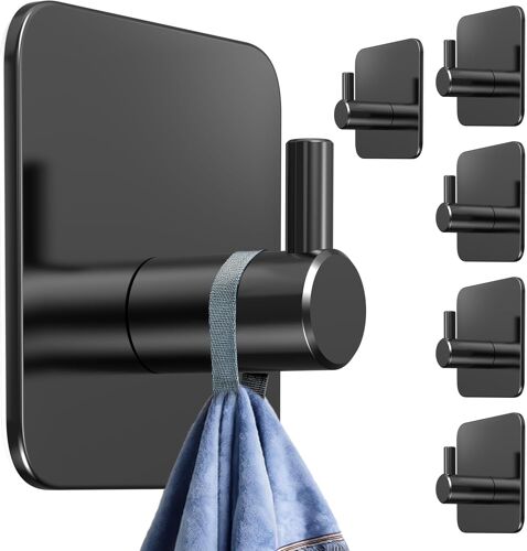 GOTHICANA BY EMPZt Lot De 6 Crochets Adhésifs Inoxydables Pour Porte-Serviettes Sans Perçage Noir