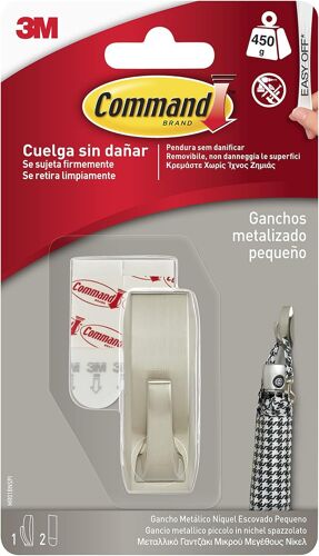 3M MR01-BN Crochet métallique couleur nickel poli avec reflets modernes Petit