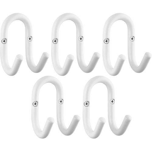 5 Pièces Crochet De Garde-Robe Fara 88 X 51 Mm Acier Blanc Crochet À Vêtements Crochet Mural Crochet À Vestes Crochet De Suspension