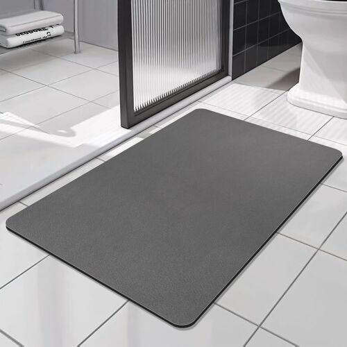 Tapis De Bain Antidérapant Super Absorbant Diatomite Tapis Salle De Bain Microfibre,Microfibre De Doux Séchage Rapide,Pour Portes De Salle De Bains,Salon (Gris Foncé,40x60cm)