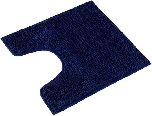 Tapis de Bain en Chenille avec découpe (45 x 45 cm)-Tapis Contour WC Doux en Microfibres-Idéal pour WC,Salle d`Eau ou Toilettes invités-Antidérapant Moelleux-Couleur : Bleu