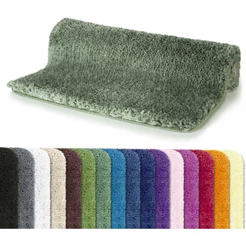 Tapis de Salle de Bain Microfibre Highland,Dos Antidérapant,Séchage Rapide,Poils Longs 40mm,Lavable en Machine + Sèche-Linge-55 x 65 cm-Basil