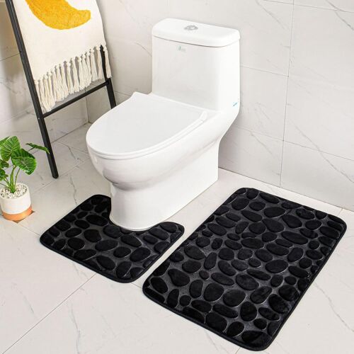 KAL-Eleoption \U2013 Lot De 2 Tapis De Bain Antidérapants En Mousse À Mémoire De Forme Respirante, Doux Et Confortables, Absorbants L'Eau, Pour Salle De Bain, Tapis De Bain Antidérapant