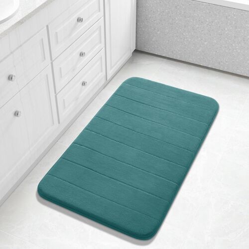 Grand tapis de bain super doux en mousse à mémoire de forme,séchage rapide,absorbant l'eau,envers antidérapant,lavable en machine,soutien épais et confortable,bleu sarcelle,91,4 x 61 cm
