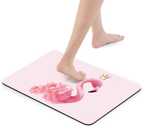 Tapis de salle de bain antidérapant super absorbant avec revers en caoutchouc,convient sous la salle de bain,tapis de sol pour baignoire de douche,43,2 x 61 cm,flamant rose