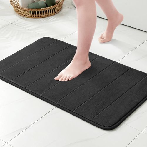 ERSAN-Tapis de Bain Antidérapant en Mousse à Mémoire \u2013 Ultra Doux, Absorbant, Séchage Rapide, Lavable en Machine, Tapis de Salle de Bain pour Douche, Baignoire \u2013 50x50 cm Noir
