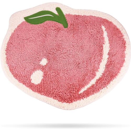 Tapis de bain 48 x 60 cm mignon pêche dessin animé décoration antidérapant fruits moulés lavable tapis de baignoire absorbant pour salle de bain douche tapis