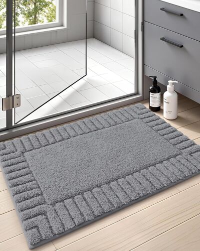 Tapis de Bain Antidérapant 40 x 60 cm,Tapis Salle de Bain Microfibre Absorbant,Tapis Baignoire Doux Lavable en Machine pour Salle de Bain,Douche,Baignoire (Gris Foncé)