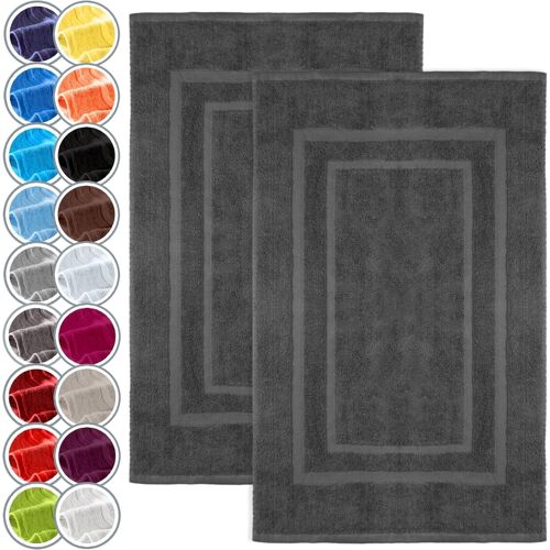 Lot de 2 Tapis de Bain en 100% Coton,50 x 80 cm,Gris Anthracite
