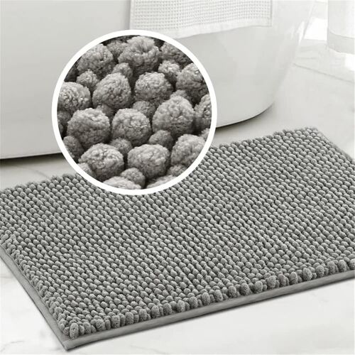Tapis De Bain,Antidérapant Tapis De Douche,Absorbant Tapis De Bain À Poils En Chenille Douce,Tapis Pour Salle De Bain Et Chambre,Lavable En Machine (Gris Clair,43 X 60 Cm)