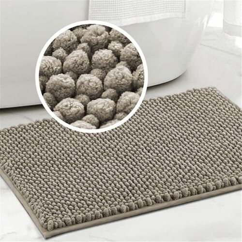 Tapis De Bain,Antidérapant Tapis De Douche,Absorbant Tapis De Bain À Poils En Chenille Douce,Tapis Pour Salle De Bain Et Chambre,Lavable En Machine (Taupe,50 X 80 Cm)
