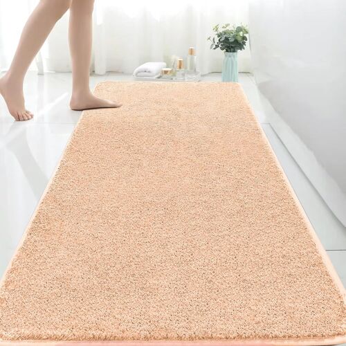 Tapis De Bain Extra Large En Microfibre Absorbant,Antidérapant,Anti-Moisissure,Lavable En Machine,Pour Chambre À Coucher,Salle De Bain,Beige,150 X 60 Cm