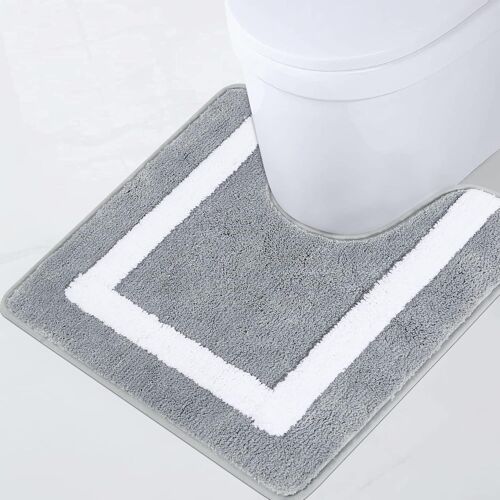 TIANYI-Tapis Salle de Bain Contour WC Gris Tapis Toilette Antidérapant Tapis de Bain Absorbant Sechage Rapide Tapis de Sol Lavable en Machine pour Salle de Bain Douche Toilette 50x 50cm