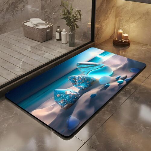 Tapis De Bain Antidérapant,Tapis de Bain Diatomite&Modèle Rare 3D(Pierre de l'espoir),Tapis de Bain Doux,Absorbant et Séchant Rapidement,Décorer l'ambiance 60x40CM