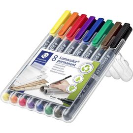 Lumocolor 318, Feutres Permanents À Pointe Fine Pour Toutes Les Surfaces, Sans Xylène Ni Toluène, Set De 8 Couleurs Lumineuses, Pointe Ogive De 0.6 Mm, 318 Wp8